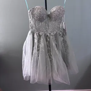 Stacees A-line Sweetheart Short/Mini Tulle Homecoming Dress with Beading Lace 4 thumbnail 4