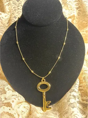 Gold tone Key Pendant Necklace 18” thumbnail 2