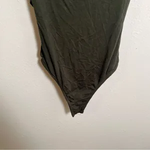 Lush Women's Size Small Off Shoulder Bodysuit Dark Green Open Cross Back Stretch thumbnail 4