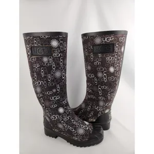 Ugg Australia Women's Size 6 Multi Logo Brown Tall Rubber Rain Winter Muck Boots thumbnail 13