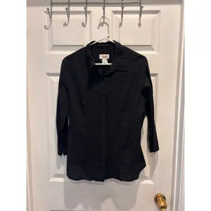 The Limited Womens‎ Black Sheer Ruffle Pleated Front Button Up Blouse Size L NEW thumbnail 9