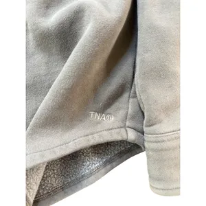 TNA Aritzia Sweatfleece Cozy Fleece Boyfriend Fit Shacket‎ Shirt Jacket XS Taupe thumbnail 3