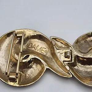 Vintage Dame Gold Tone Modernist Infinity Twist Scroll Belt Buckley thumbnail 4