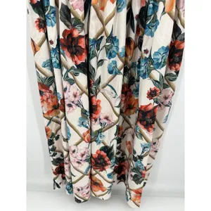 White Floral Maxi Dress Size L Flowy Feminine Long‎ Summer Lightweight Boho thumbnail 4