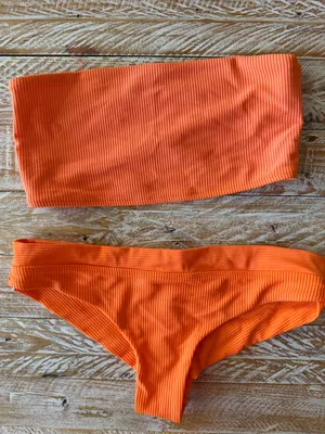 🧡Frankie’s Bikinis Orange Ribbed Bikini Set Two Piece🧡 ~medium thumbnail 1