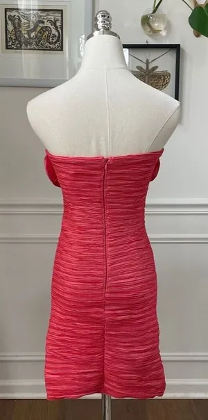 Arden B Melon Coral Plise Petal BodyCon Mini Dress S thumbnail 1