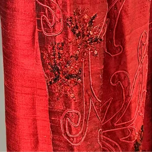 Vintage Anage Red Silk Beaded Sequins Kimono Jacket Sz S Artsy Boho Embroidered thumbnail 11