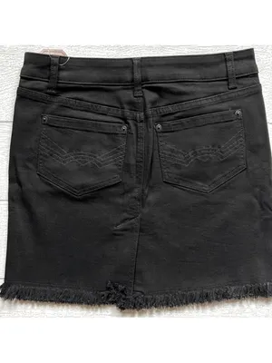 Idyllwind Jean Skirt Frayed Studded mini denim Fueled By Miranda Lambert Black thumbnail 3