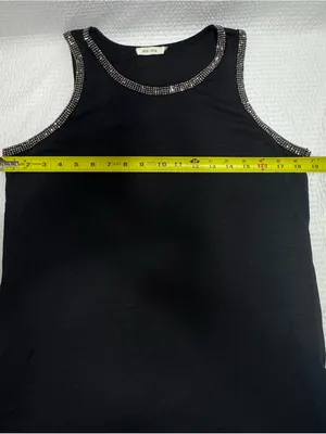 Sis sis Black Beaded Trim Tank Top large thumbnail 4