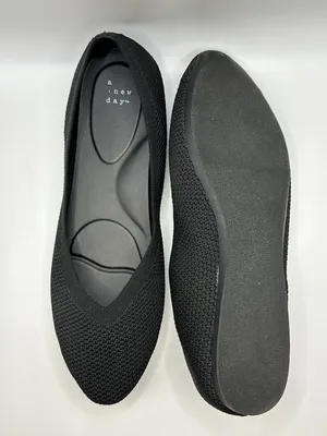 NWT A New Day Black Knit Pointed Toe Ballet Flats 11 Clean Girl Minimalist thumbnail 4