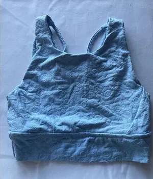 Light Blue Cotton buffbunny Embroidered Crop Top‎ Summer Tank Sleeveless S thumbnail 1
