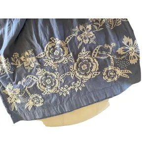 Talbots Chambray Off The Shoulder Shift Dress Embroidered Floral Smocked size 16 thumbnail 5