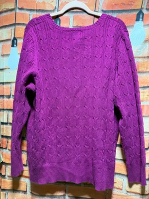 Kim Rogers fushia pink cable knit 3x plus size long sleeve sweater thumbnail 3