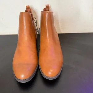 Cognac Brown Ankle Boots Womens 12 Lug‎ Sole Faux Leather Low Block Heel Zip thumbnail 8