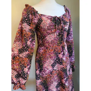 Long Sleeve Floral Midi Dress Smocked Off Shoulder m boho cotage whimsigoth retr thumbnail 2