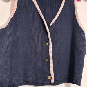 Abercrombie and Fitch navy blue Mara knit vest contrast sweater top thumbnail 4