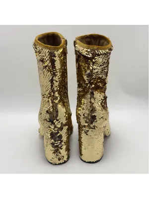 Steve Madden Georgia Gold Sequin Side Zip Ankle Boots Size 6 thumbnail 4