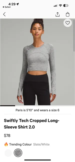 Swiftly Lululemon Tech Long Sleeve 2.0 Shirt thumbnail 2