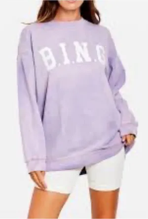 Anine Bing Tyler Sweatshirt in Washed Lavender XL thumbnail 1