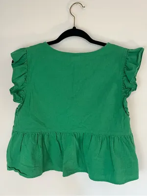 Green Peplum Top Size M thumbnail 2