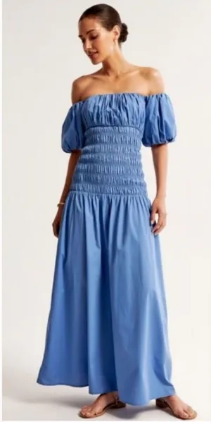 Abercrombie & Fitch Blue Off‑Shoulder Maxi Dress thumbnail 1