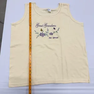 Wons Wear Great Grandmas Are Special Tank Top XL Yellow Waffle Knit Embroidered thumbnail 4
