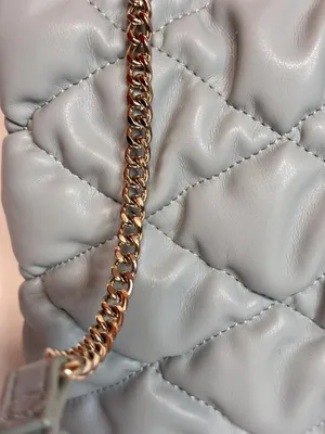 Zara Quilted Chain-Shoulder Bag - Light Gray thumbnail 6