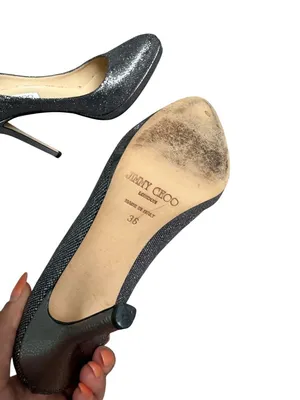 JIMMY CHOO Pewter Silver Metallic Heels Size 36 / US 6 thumbnail 4