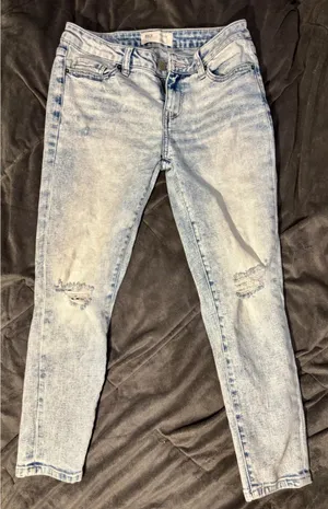 BKE Stella Low Rise Ankle Skinny Jeans Light Acid Wash Distressed Slim Fit thumbnail 1