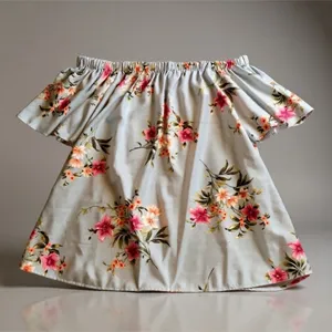 Off the shoulder baby blue floral top. Size medium never worn thumbnail 3