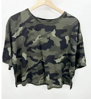 Old Navy Active Green Black Camo Cropped Short Sleeve Tee Women's Size Medium thumbnail 6
