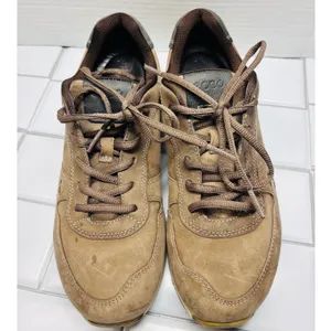 ECCO Sneakers Womens 39 Brown Good Nubuck Leather Lace Up Walking Shoes thumbnail 3
