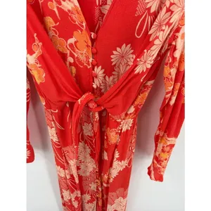 Free People hot pepper combo mixed print twist button front midi dress women’s S thumbnail 3