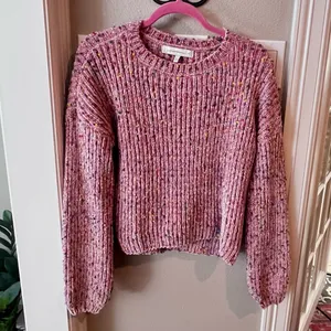 Generation K Pink Confetti Chenille Crew Neck Sweater XL Soft Cozy thumbnail 5