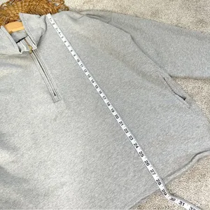 J.Crew University Terry Long Half-Zip Tunic Sweatshirt Heather Grey Cozy Chic thumbnail 16