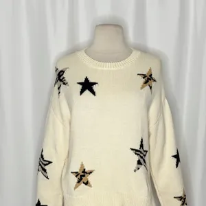RAILS Perci Animal Star Sweater Ivory Black Camel Cotton Blend Knit X-Small thumbnail 3
