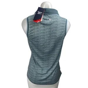 NEW Reebok Golf Blue Sleeveless Tonal Vector Jacquard Polo Shirt Top Size S thumbnail 2