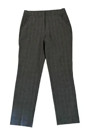 Zara Basic Gray Plaid Ruffle Pockets High Waist Straight Leg Pants SZ S #2010 thumbnail 1