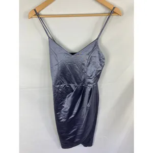 Lulu’s Slate Blue Forever Your Girl Satin Bodycon Dress Size Medium thumbnail 3