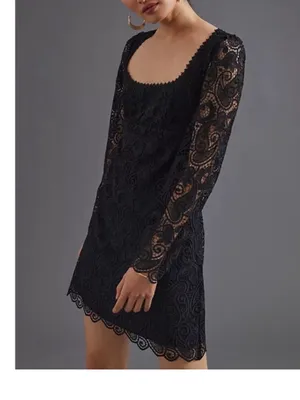 Anthropologie Maeve Embroidered Lace Mini Dress: Size 0 thumbnail 2