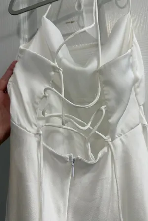 Little White Satin Corset Back Dress thumbnail 2