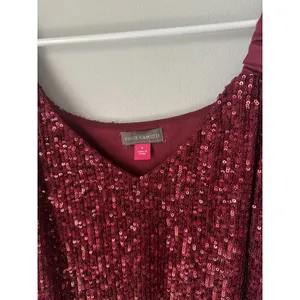 NWT Vince Camuto Small Womens Sequin Tank Top Red Lined V-Neck Party thumbnail 13