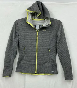 Salomon Gray Hooded Bomber Jacket with Yellow Trim 1158 thumbnail 1