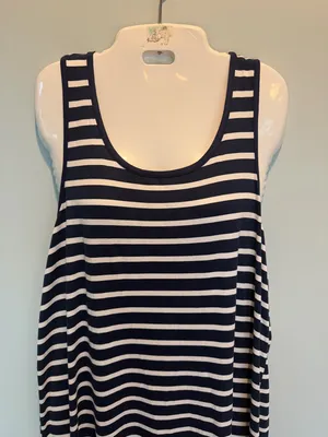 Nautica Navy/White Striped Nautical Tank Racerback Mido Dress Soze Large NWT thumbnail 3