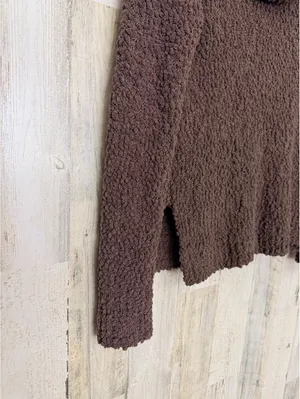Pink Republic Popcorn Cowl Neck Sweater Brown Size M Cozy Soft thumbnail 2