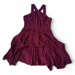 Lulus Burgandy halter neck dress with flowy skirt thumbnail 5