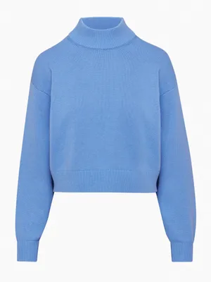 Aritzia Sunday Best Ribbed Turtleneck Crop Knit Sweater Bluebell Sweater thumbnail 2