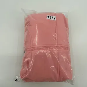 Pink Cropped Quarter Zip Hoodie‎ Fleece Lined Thumbholes Athletic thumbnail 5