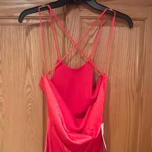Bardot Mila High Jewel Neck Cowl Back Satin Slip Dress in Fire Red Size‎ 2 thumbnail 12