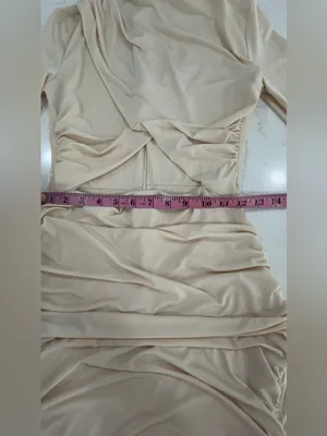 Missguided Nude Long Sleeve Ruched Cutout Midi Dress thumbnail 7